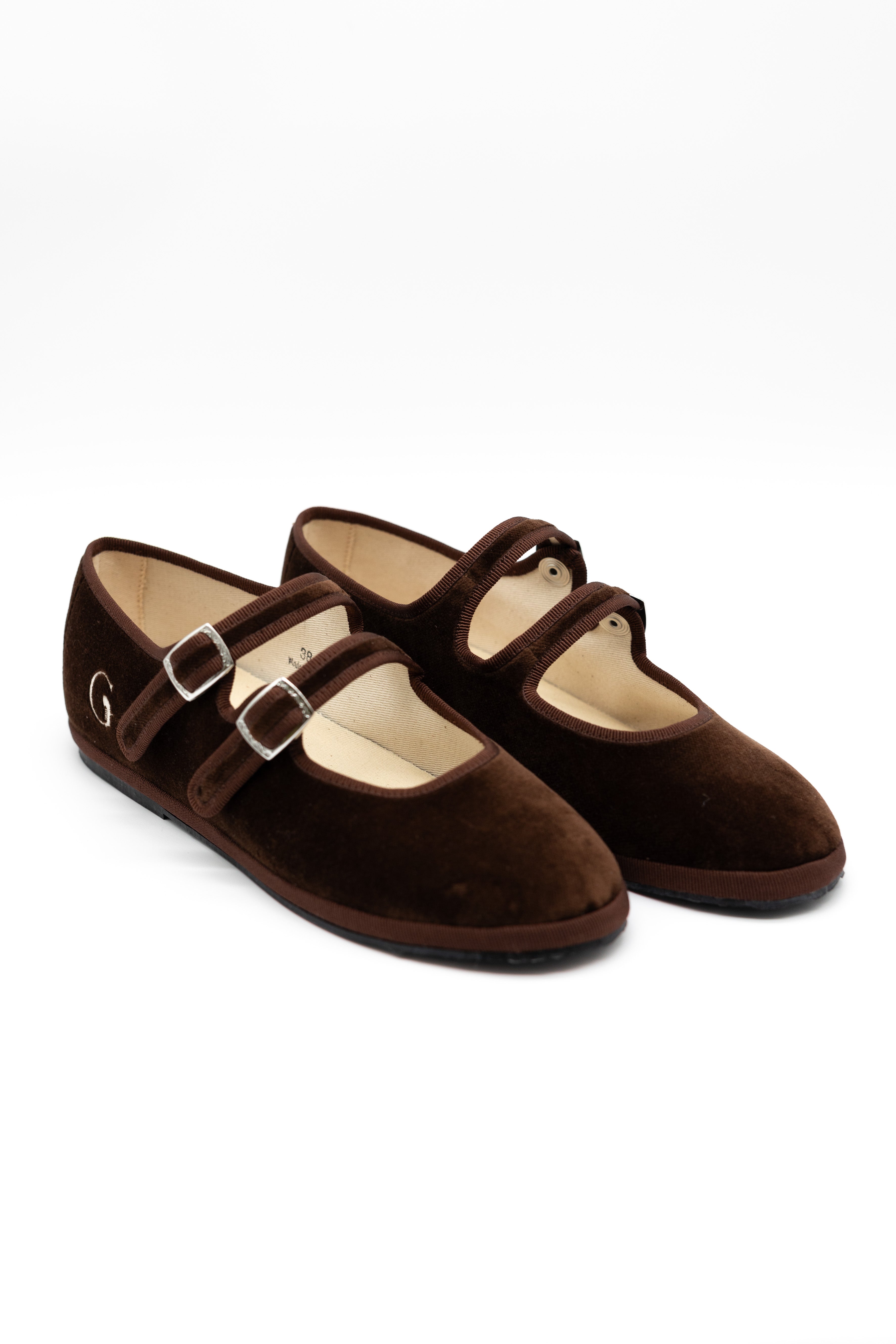 Gondolina Mary Jane Sigari espresso brown velvet product pair view
