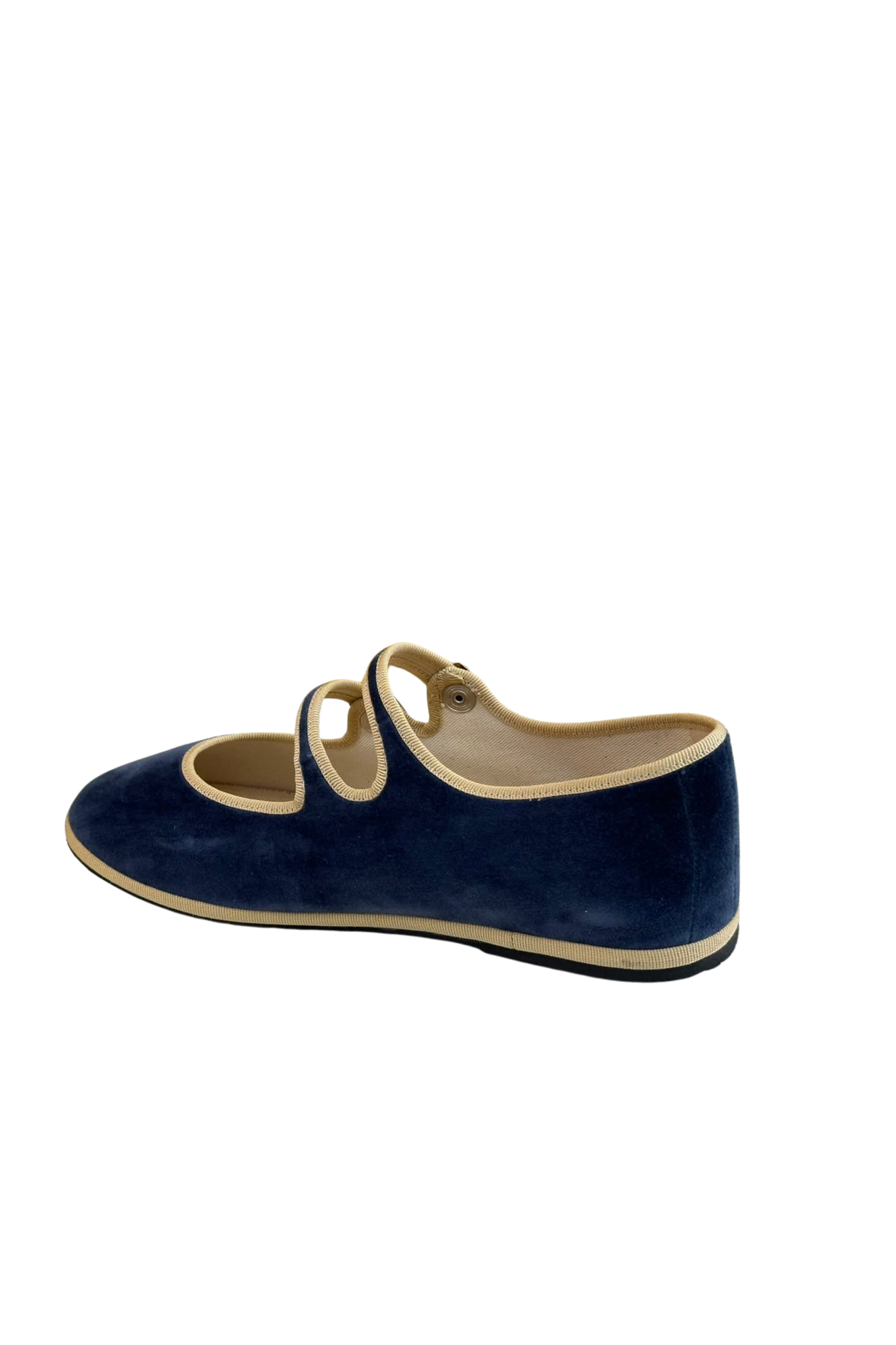 Made in Italy Gondolina Shoes Adriatica Mary Jane in blue and beige velvet, back view