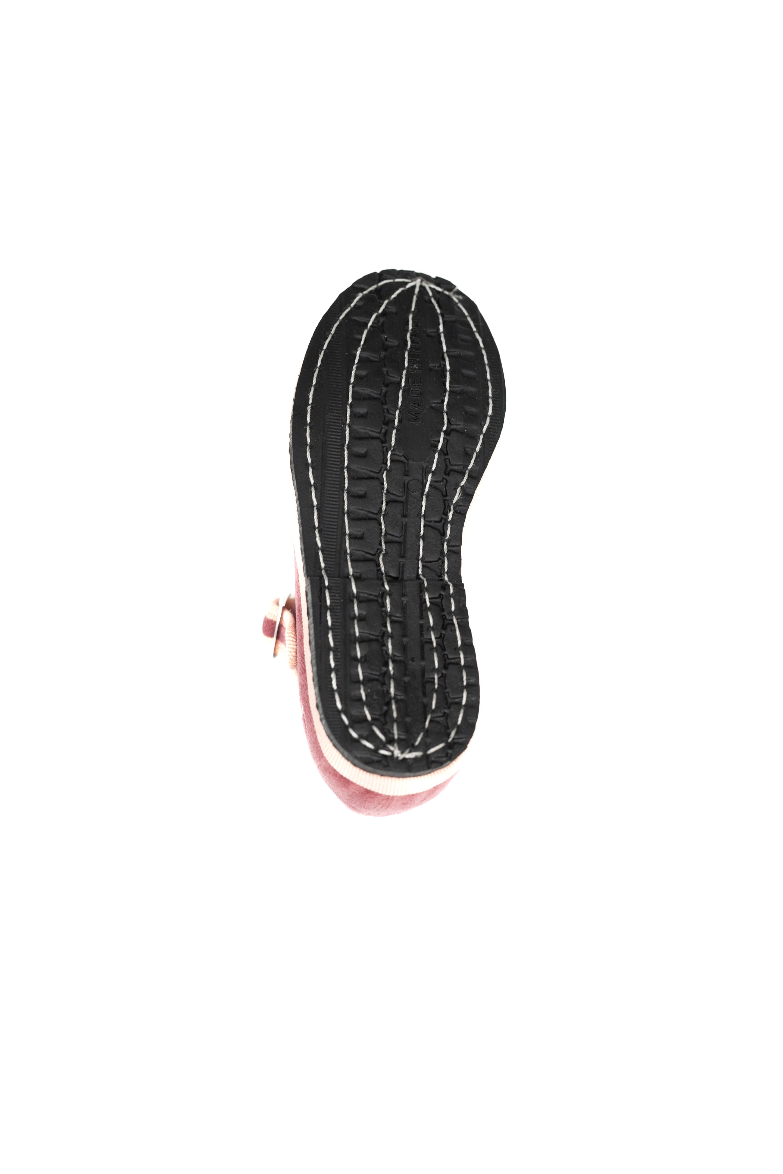 Handcrafted Gondolina Putea Mary Jane Baby in rose velvet, featuring authentic Venetian design, Sole detail