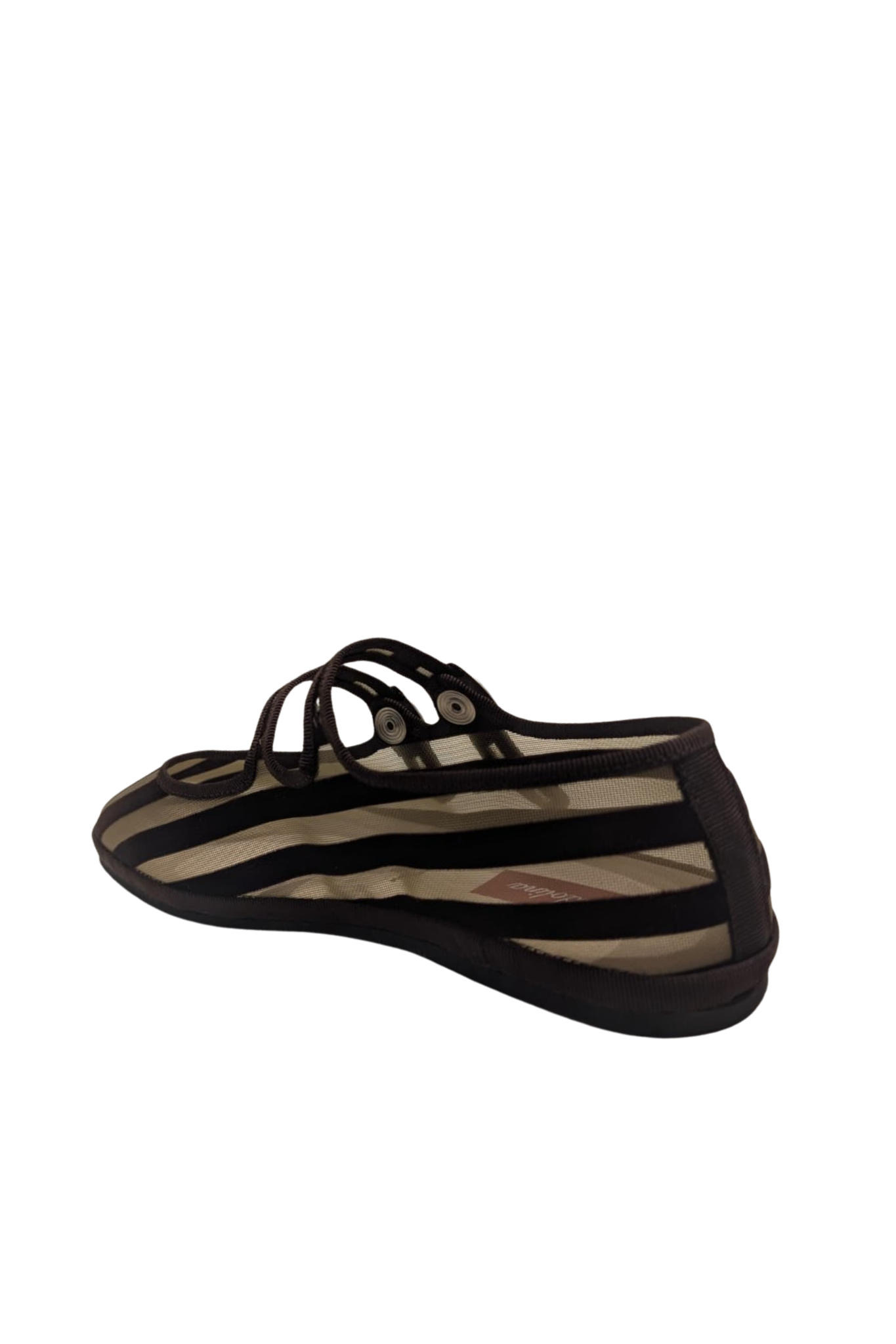 Made in Italy Gondolina mesh Mary Jane shoes in brown stripes, back view