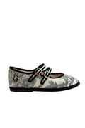 Made in Italy Gondolina Toule de Jouy Mary Jane shoes in black white cotton, main view