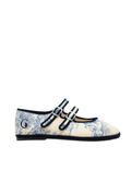 Made in Italy Gondolina Toule de Jouy Matry Jane shoes in blue white cotton, main view