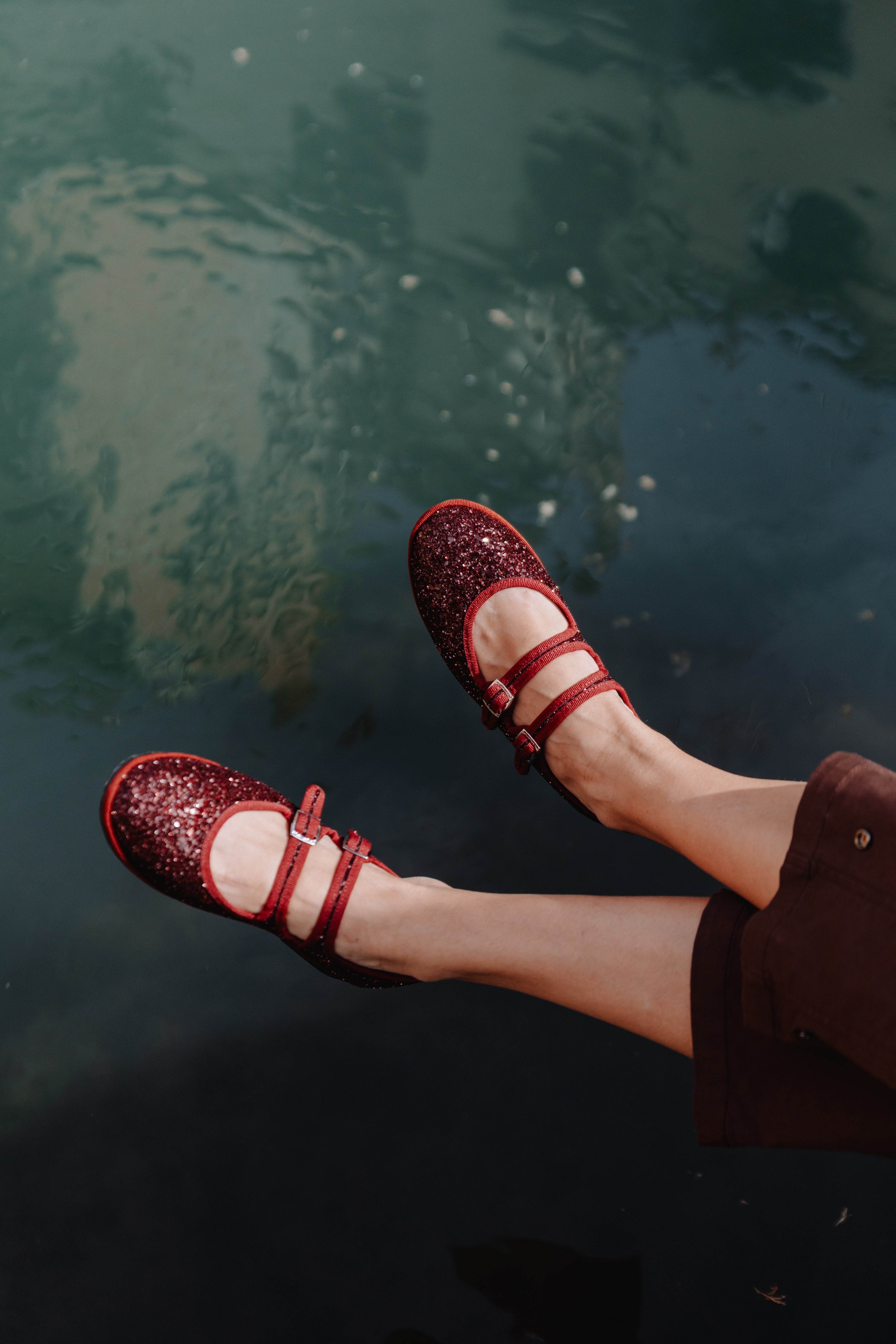 Gondolina Shoes Giudecca Mary Jane in blue glitter, detail view