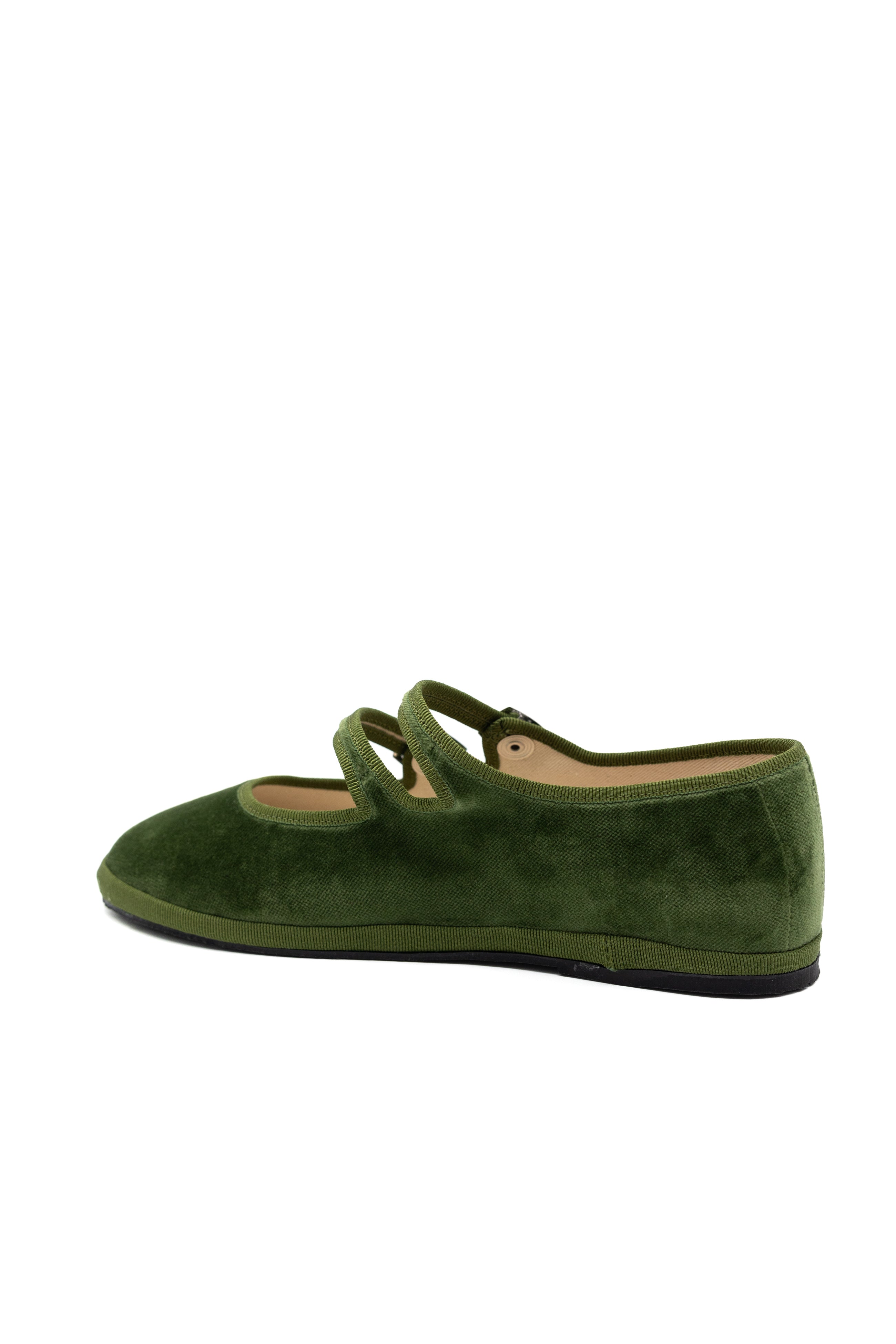 Gondolina Shoes Guglie Mary Jane in light green velvet, back view