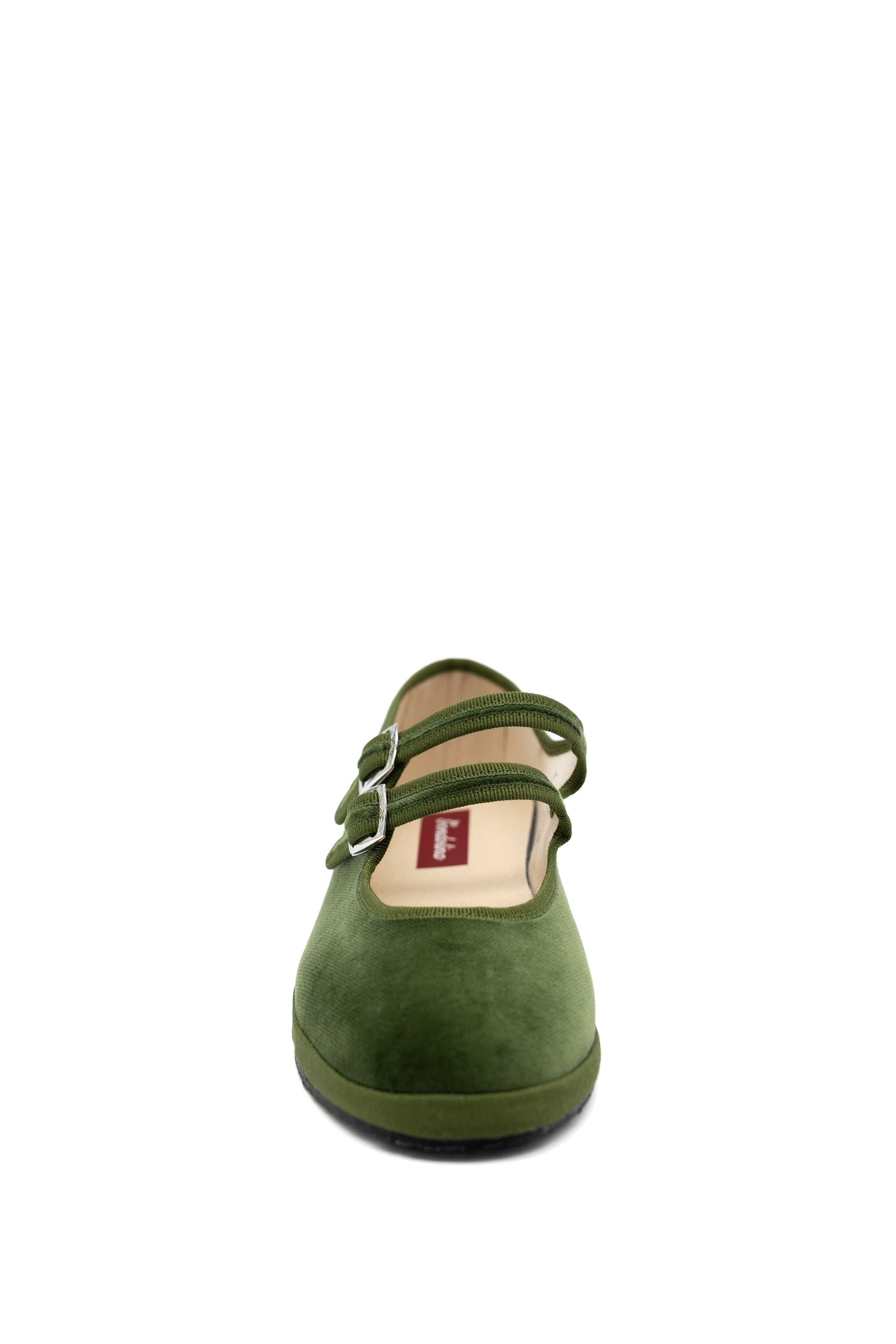 Gondolina Shoes Guglie Mary Jane in light green velvet, front view