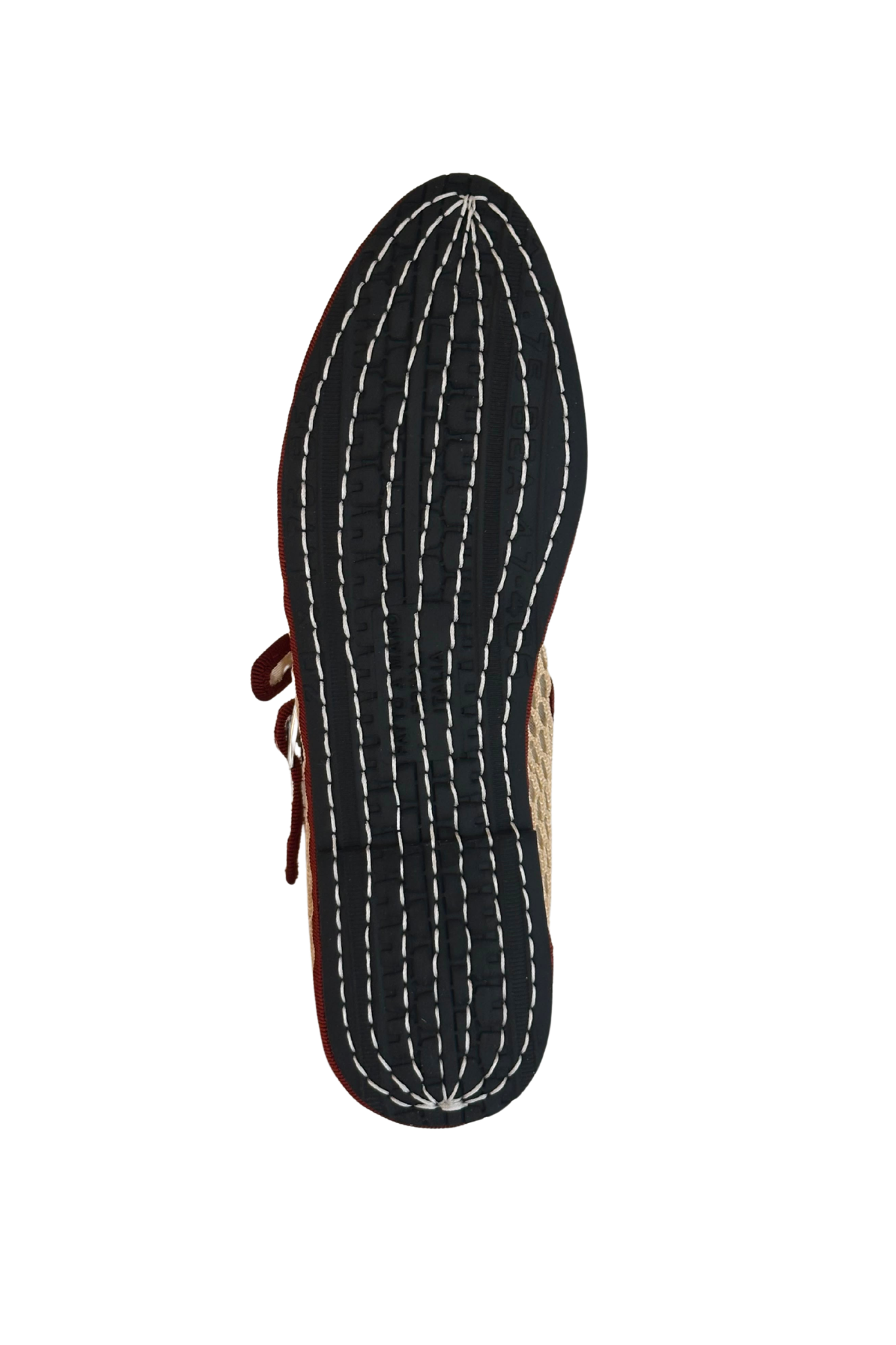Made in Italy Gondolina mesh Mary Jane shoes in beige and burgundy mesh, sole detail view
