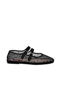 Made in Italy Gondolina mesh Mary Jane shoes in black polka dots, Side view
