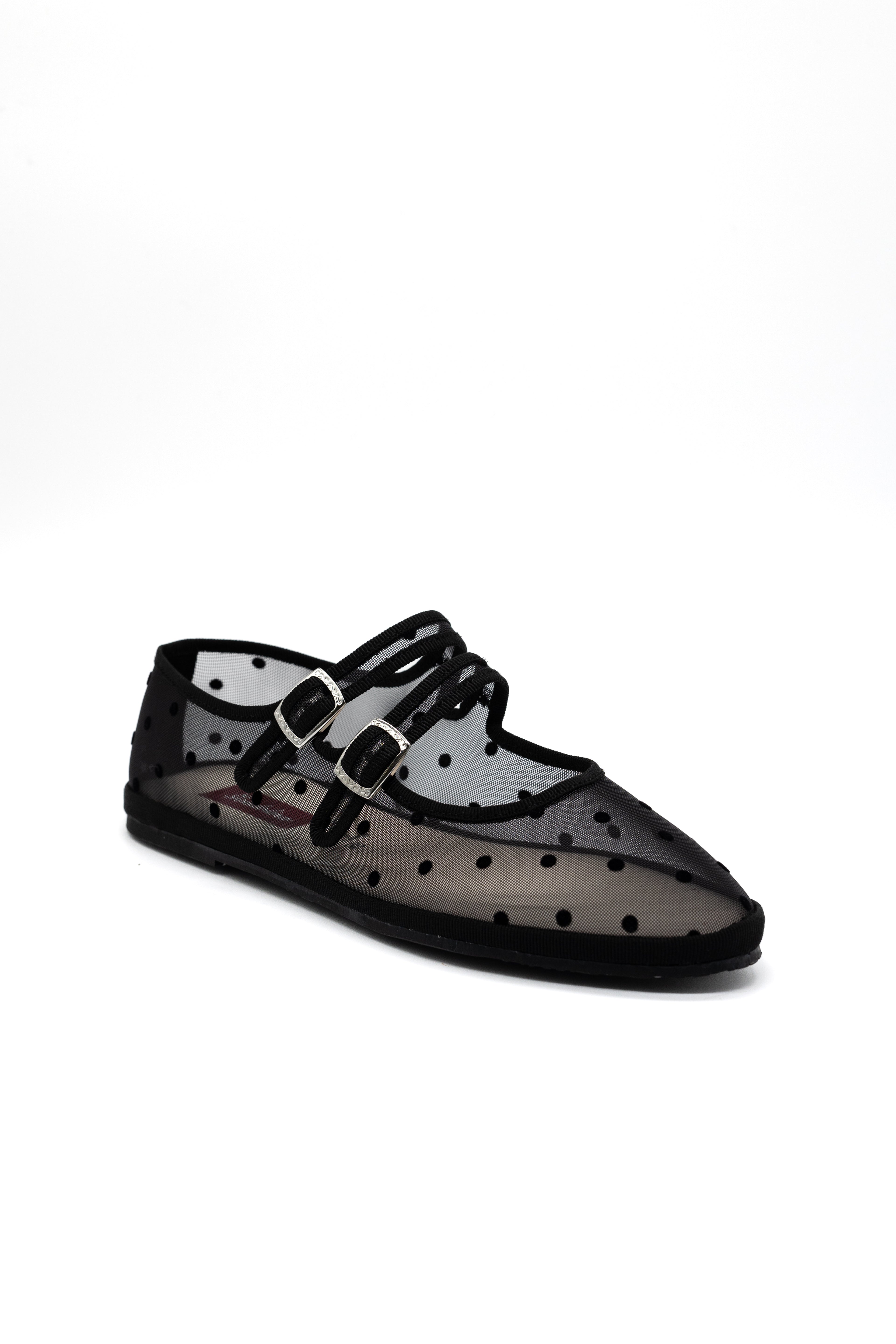 Made in Italy Gondolina mesh Mary Jane shoes in black polka dots,  3/4 single shoes