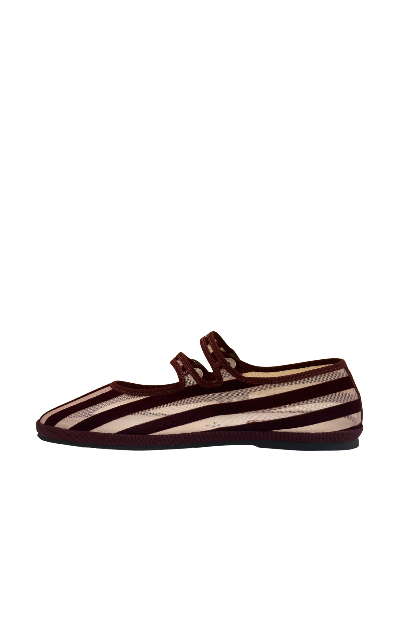 Made in Italy Gondolina Shoes Murazzi Mary Jane mesh in burgundy stripes, back side view