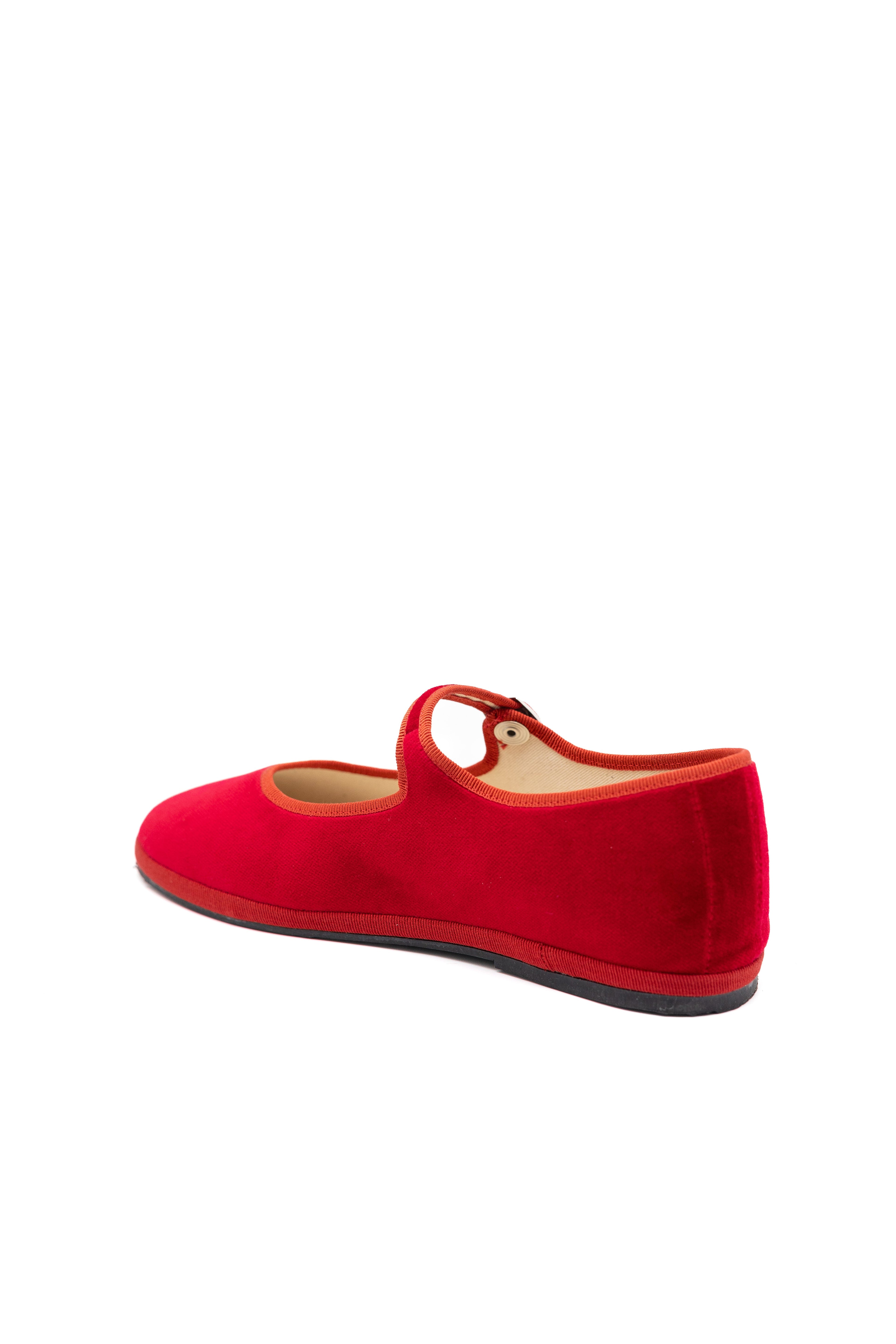 Handcrafted Gondolina Opera Mary Jane in red velvet, featuring authentic Venetian design, back view